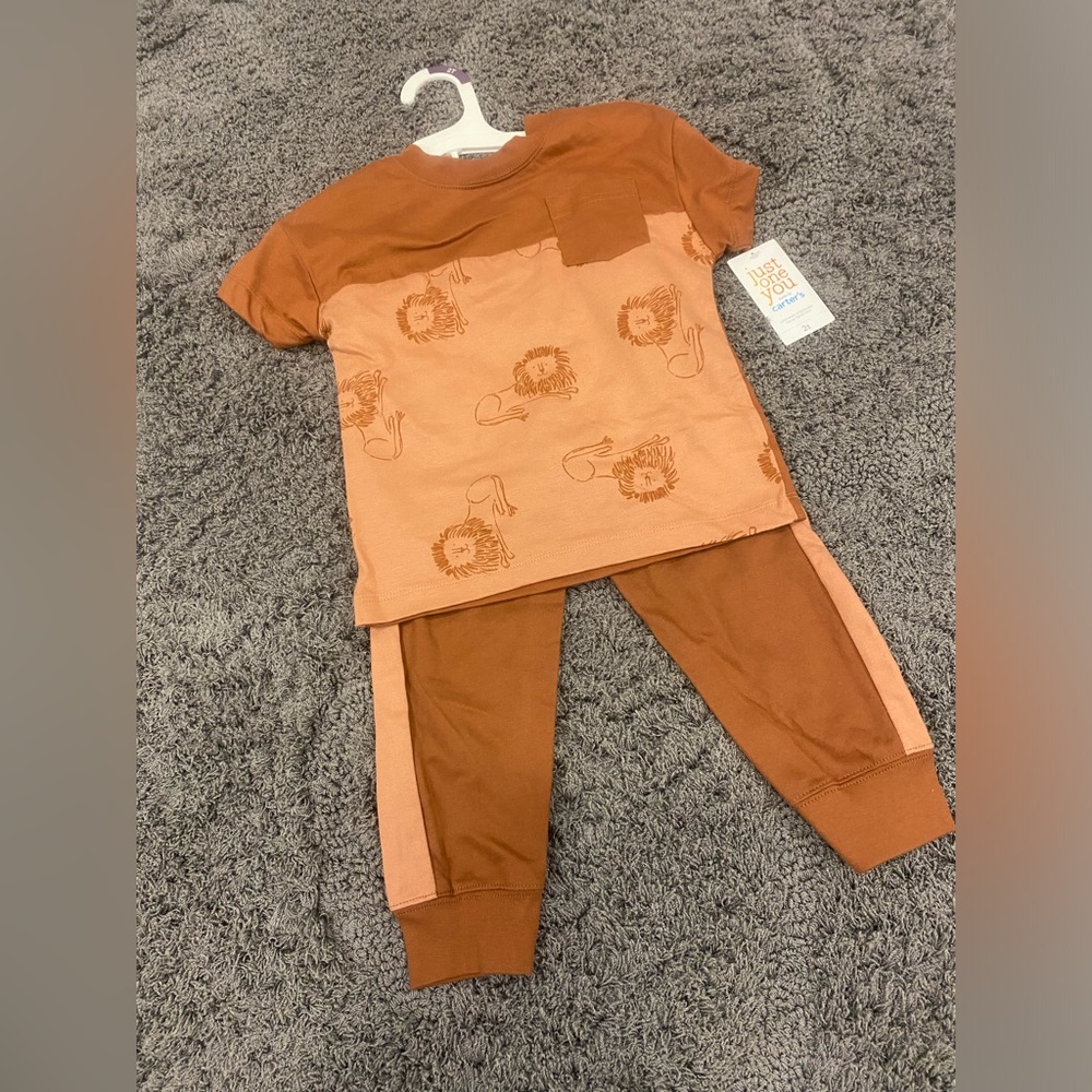 Carter's Two-Tone Rust and Peach Lion Outfit Set